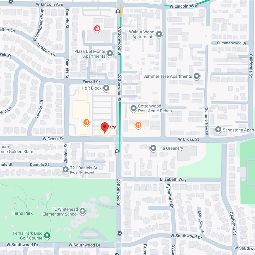 Google Map showing Woodland Computer Repair new location at 678 Cottonwood Street